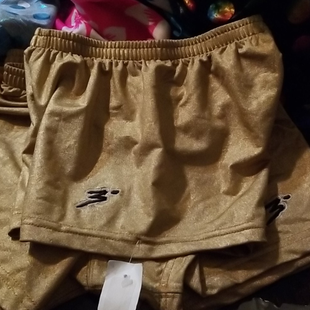 NEW 3° Dk Gold Metallic 3" Festival Sport Shorts - Picture 7 of 8